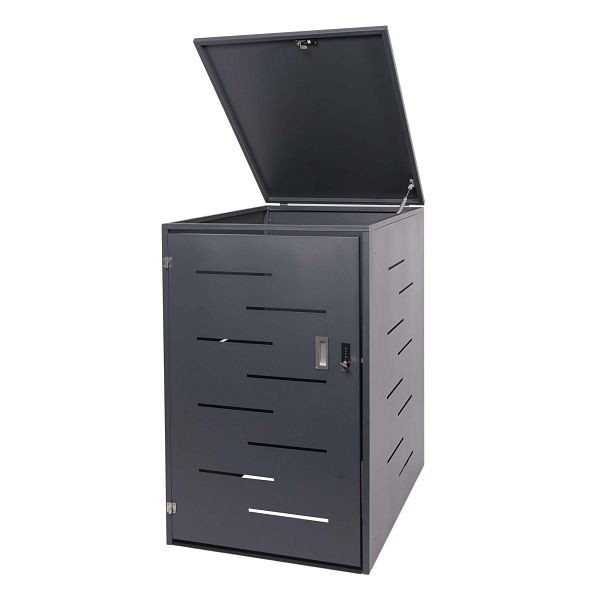 Mendler XL 1-/2-prullenbakbekleding HWC-E83, prullenbakdeksel, uitbreidbaar 108x66x94cm, antraciet, staal 39kg, 73388+73389