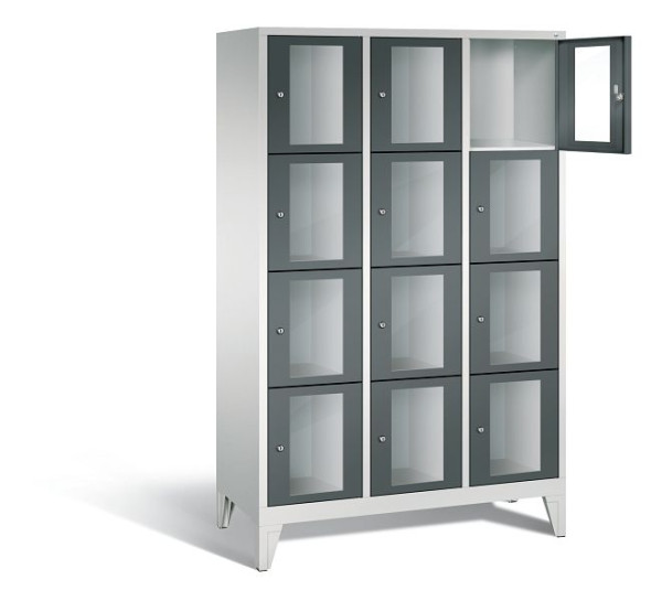 C+P lockerkast Classic, H1850xB1200xD500mm, kleur: lichtgrijs / antracietgrijs, 8010A324 S10027