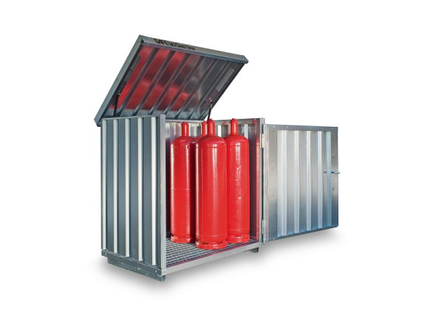 SÄBU SAFE gasflessendoos GB 1, verzinkt, gemonteerd, met roosterbodem, 1.420 x 1.080 x 1.470 mm