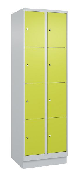 C+P lockerkast Classic PLUS, onderstel, 2 vakken met elk 4 vakken, 1950x600x500mm, 7035/0024, 080020-204 S10010