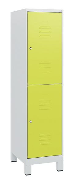 C+P Doppelstöckiger Spind Classic PLUS, Füße, 1630x400x500mm, 7035/0024, Zylinderschlösser, 0803105-12 S10040