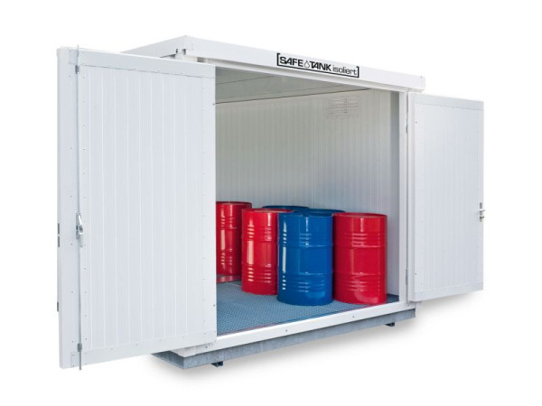 SÄBU SAFE Tank STI 1000 KTC, geïsoleerd, gemonteerd, kunststof gecoat RAL 9002, 3.050 x 2.170 x 2.560 mm