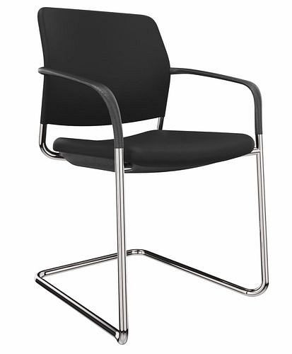 DENIOS Cay bezoekersstoel, sledestoel, armleuning, stapelbaar, zwart, 292442