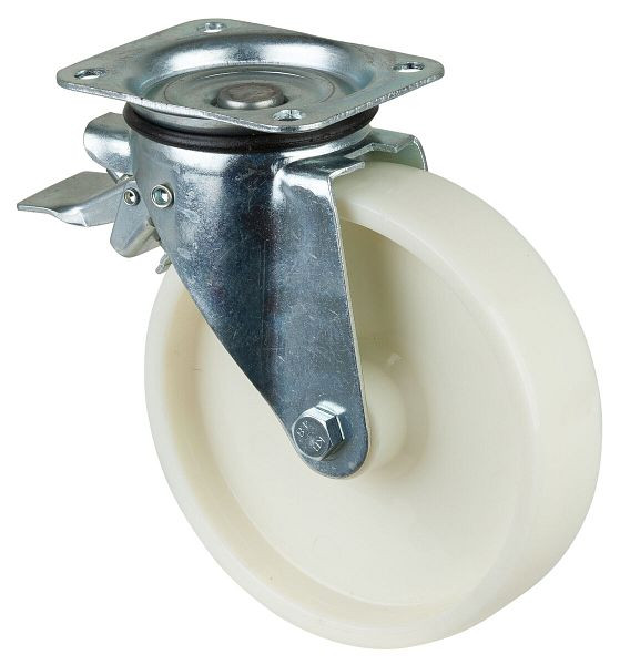 BS Rolls Zwaarlastwiel met rem, breedte 50 mm, Ø200 mm, tot 400 kg, loopvlak/wiellichaam kunststof, rollager, N120.B10.200