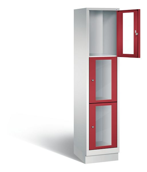 C+P lockerkast Classic, H1800xB420xD500mm, kleur: lichtgrijs/robijnrood, 8020A123 S10001