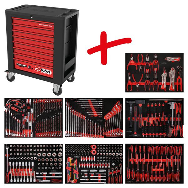 KS Tools PERFORMANCEplus werkplaatswagenset P15, met 399 gereedschappen en 7 laden, 815.7399