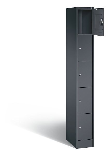 C+P lockerkast serie 8070, H1950xB240xD480mm, kleur: zwart-grijs, 80700-10 S10047