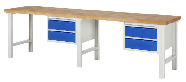 RAU werkbank serie 7000 - modulair ontwerp, onderbouwbak (2x lade), 3000x840x700 mm, 03-7125A1-307B4S.11