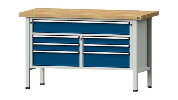 ANKE werkbanken kistwerkbank, model 258 V, 1500 x 700 x 900 mm, RAL 7035/5010, BMP 50 mm, 304.131