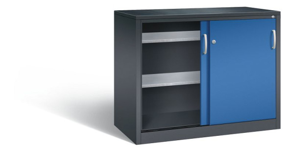C+P schuifdeurkast Acurado, H1000xB1200xD600mm, kleur: zwartgrijs / gentiaanblauw, beugelgreep, 2066-09 S10081
