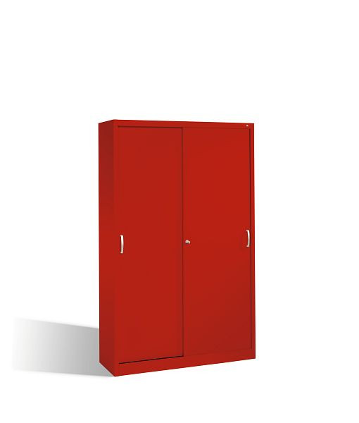 C+P schuifdeurkast Acurado, H1950xB1200xD400mm, kleur: vuurrood, beugelgreep, 5 FH, 2040-00 S10211