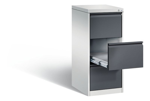 C+P archiefkast Acurado, H1045xB433xD590mm, kleur: lichtgrijs/zwartgrijs, handgreep, 12423-321 S10017