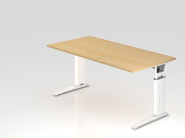 Hammerbacher bureau C-poot 160x80cm esdoorn/wit, werkhoogte 68-86 cm verstelbaar, VUS16/3/W