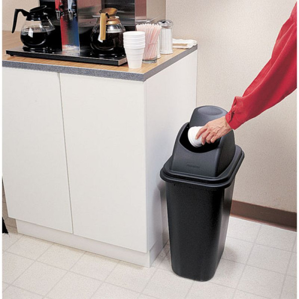 Stein HGS HGS prullenbak -Vierkant- Rubbermaid, zwart, met klapdeksel, zwart, inhoud: 26,6 liter, 12172-02