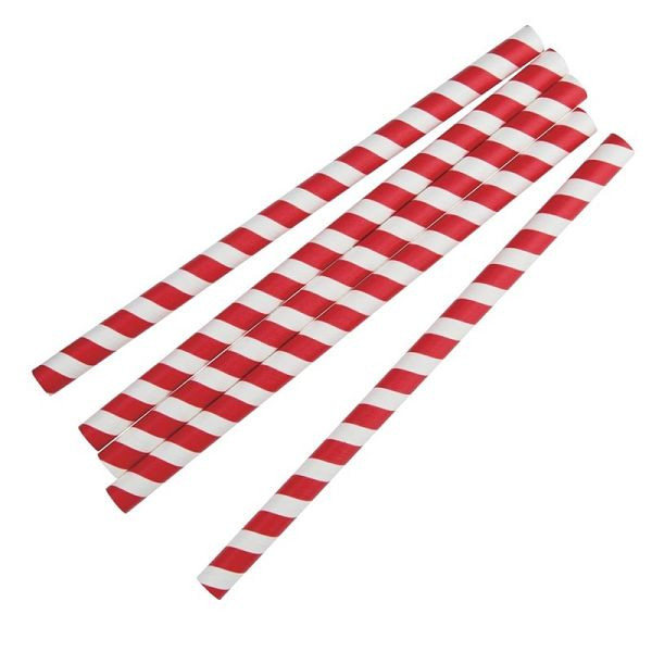 Fiesta Composteerbaar Composteerbaar Individueel Verpakte Smoothie Rietjes 21cm Rood-Wit (Pak van 250), FP443