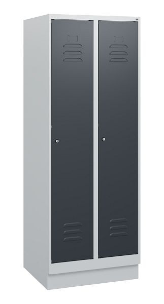 C+P luierkluis Classic PLUS, onderbouw, 2 vakken, 1630x600x500mm, 7035/7016, cilindersloten, 0800205-20 S10023