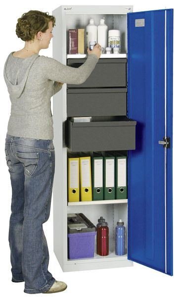 stumpf gereedschaps- en materiaalkast serie 3000, 7035/5010, 3 laden 200 mm, 3 badplanken, 3005474