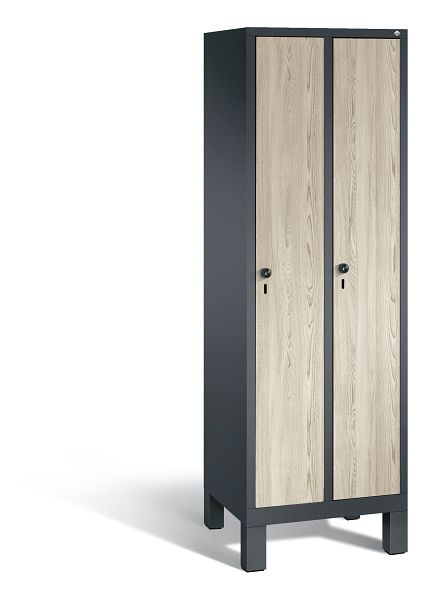 C+P Evolo garderobe, H1850xB610xD500mm, kleur: zwart grijs / Sen ash decor, 48010-20 S10400