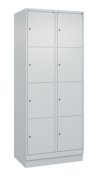 C+P lockerkast Classic PLUS, onderstel, 2 vakken met elk 4 vakken, 1950x800x500mm, 7035/7035, 080020-224 S10009
