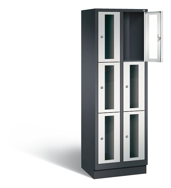 C+P lockerkast Classic, H1800xB610xD500mm, kleur: zwartgrijs/lichtgrijs, 8020A203 S10014