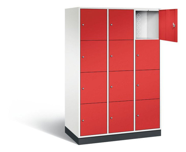C+P XL lockerkast Intro, H1950xB1220xD590mm, kleur: verkeerswit / vuurrood, 8470-303 S10097
