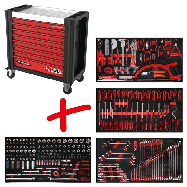 KS Tools PERFORMANCEplus werkplaatswagenset P25, met 285 gereedschappen en 4 laden, 825.4285