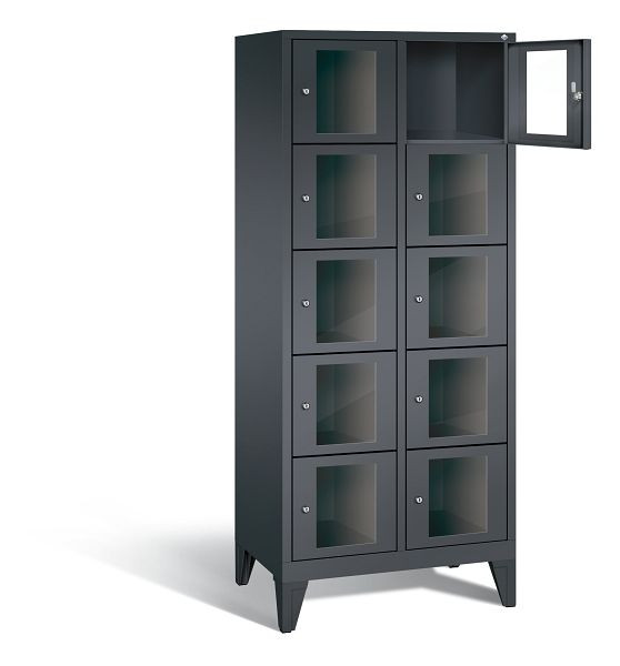 C+P lockerkast Classic, H1850xW810xD500mm, kleur: zwart-grijs, 8010A225 S10014