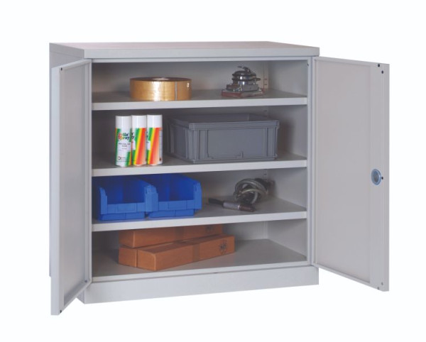 Met SOFAME uitgeruste werkplaatskast B 1000 x D 500 x H 1000 mm, met 3 planken, lichtgrijs RAL 7035, W030090036GCGC