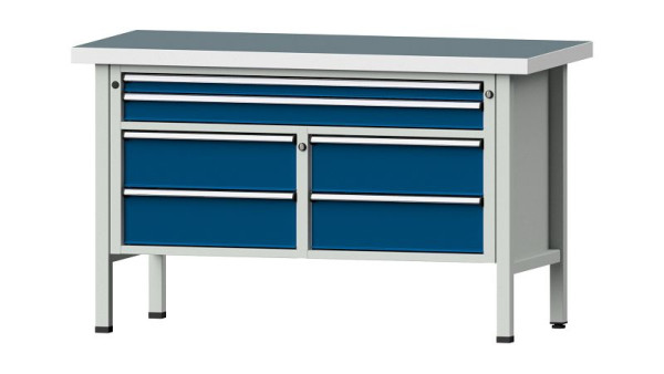 ANKE werkbanken kistwerkbank, model 255 V, 1500 x 700 x 900 mm, RAL 7035/5010, UBP 50 mm, 304.091