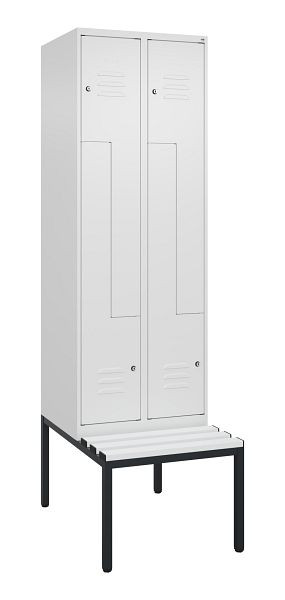 C+P Z-Spind Classic PLUS, mit untergebauter Sitzbank, 4 Abteile, 2120x600x815mm, 9016/9016, Zylinderschlösser, 0800537-204 S10059