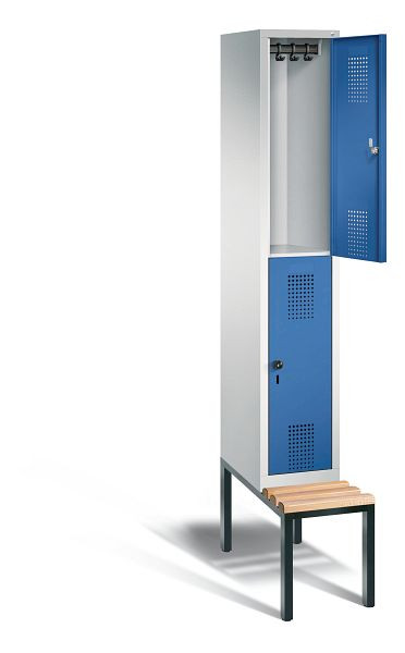 C+P locker dubbellaags Evolo, H2090xB320xD815mm, kleur: lichtgrijs / gentiaanblauw, 48350-10 S10016