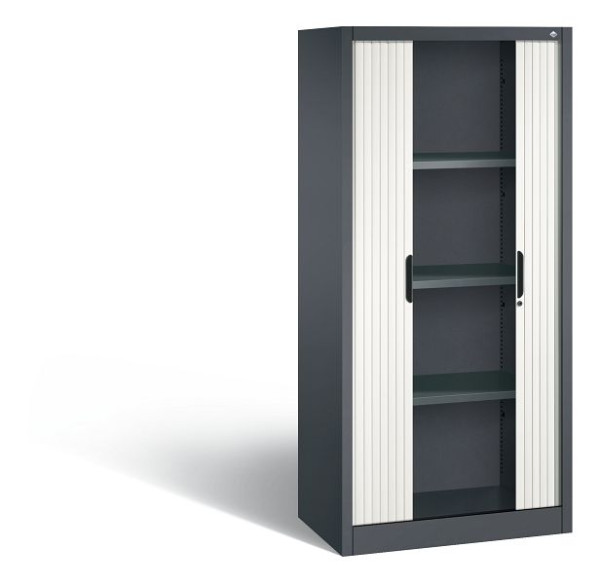 C+P rolluikkast Omnispace, H1660xB800xD420mm, kleur: zwartgrijs / verkeerswit, verzonken greep, 4 niveaus, 3211-00 S10122