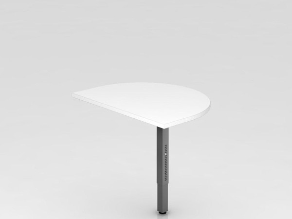 Hammerbacher aanbouwtafel met steunpoot vierkant 60x80cm wit/grafiet, afgerond voor bevestiging aan een bureau, VRA60/W/G