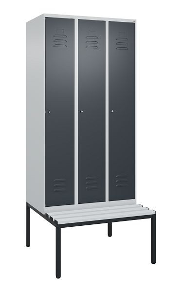 C+P luierkluis Classic PLUS met middenwand, 3 vakken, 2120x900x815mm, 7035/7016, cilindersloten, 0800507-30F S10023