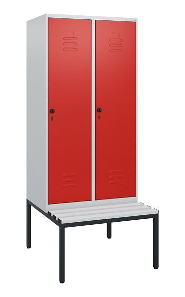 C+P luierkastje Classic PLUS, met bank eronder, 2 vakken, 1950x800x815mm, 7035/3020, draaibare sluiting, 0800505-22 S10032
