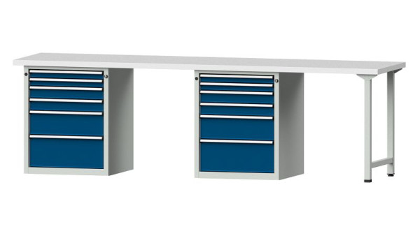 ANKE werkbanken combinatie werkbank, model 916 V, 2800 x 700 x 840 mm, RAL 7035/5010, KSP 40 mm, 415.148
