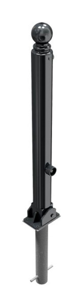 Schake slagboomstijl paal serie 485B Ø 82 mm, opklapbaar, zelfvergrendelend slot voor inbetonzetting, driehoekslot, 485FUHB