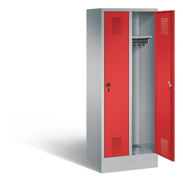 C+P schoolkluis Evolo, H1600xB610xD500mm, kleur: wit aluminium / vuurrood, 480206-20 S10067
