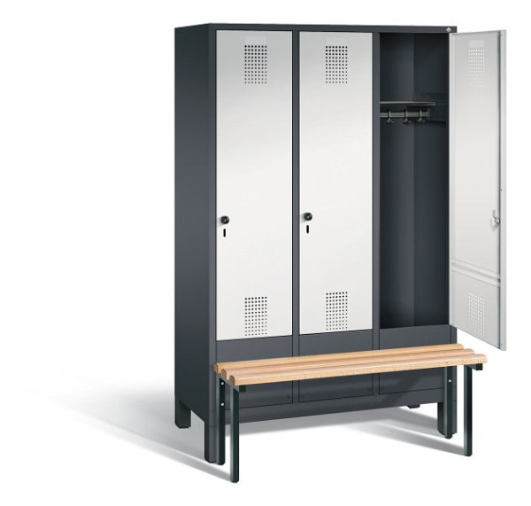 C+P Evolo kleerkast, H1850xB1200xD815mm, kleur: zwartgrijs/lichtgrijs, 48030-32 S10099