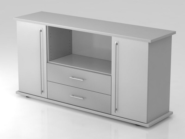 Hammerbacher dressoir 2 deuren, 2 lades, relinggreep grijs/grijs, 166,1x44,8x84 cm (BxDxH), VSBTS/5/5/RE