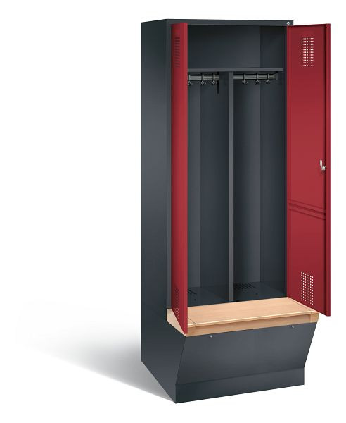 C+P zwart wit kastje Evolo, H2090xW810xD815mm, kleur: zwart grijs/robijnrood, 48056-22 S10163