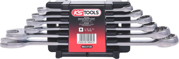 KS Tools RVS ringsteeksleutelset, haaks, 6-delig, 964.0130
