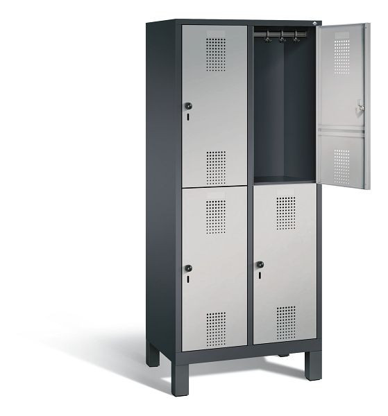 C+P locker dubbeldekker Evolo, H1850xW810xD500mm, kleur: zwart-grijs/wit aluminium, 48310-22 S10044