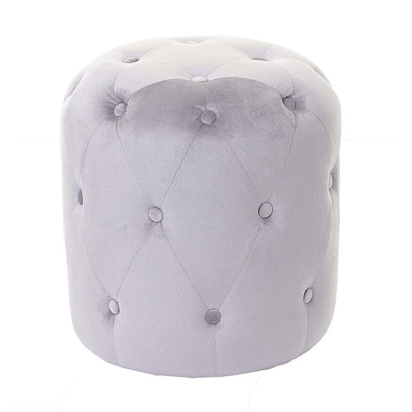 Mendler kruk HWC-D22, kruk poef, 42x39cm, fluweel lichtgrijs, 62515