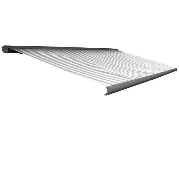 Mendler elektrische cassetteluifel T122, luifel volledige cassette 4x3m, acryl grijs/wit, frame grijs, 58239+34295+58309