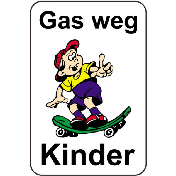 Steen HGS kinderinformatiebord/verkeersbord Gas off kinderen, 500x750mm, reden: wit geschilderd, 14757