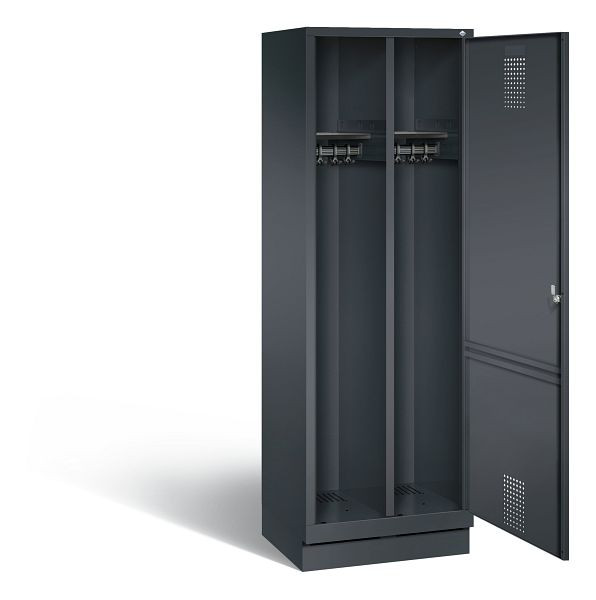 C+P zwart wit locker Evolo, H1800xB610xD500mm, kleur: zwart-grijs, 48220-20 S10057