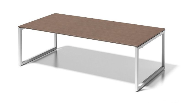 Bisley Cito directiewerkplek/vergadertafel, 730 mm in hoogte vast O-frame, H 19 x B 2400 x D 1200 mm, walnoot/verkeerswit, DOF2412WN396