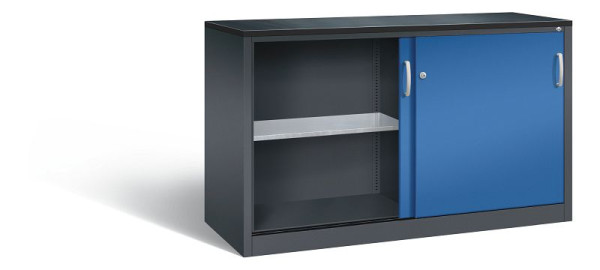 C+P schuifdeurkast Acurado, H1000xB1600xD600mm, kleur: zwartgrijs / gentiaanblauw, beugelgreep, 2166-09 S10090