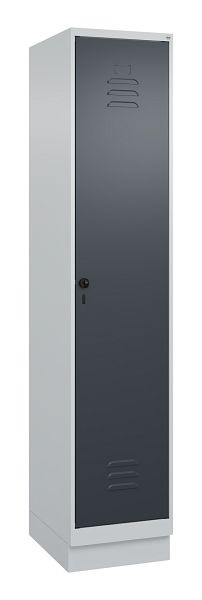 C+P kleedkamerkast Classic PLUS met middenwand, bodem, 1950x400x500mm, 7035/7016, veiligheidsdraaigrendel, 080020-12F S10008